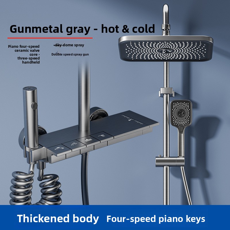 Home Bathroom Set - Sistem Shower Head Abu-abu Gunmetal untuk