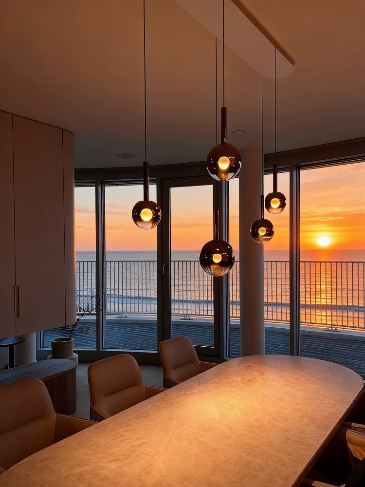 Home Of The Year Bathroom - Lampu Gantung LED Kaca Gradasi Abu-Abu