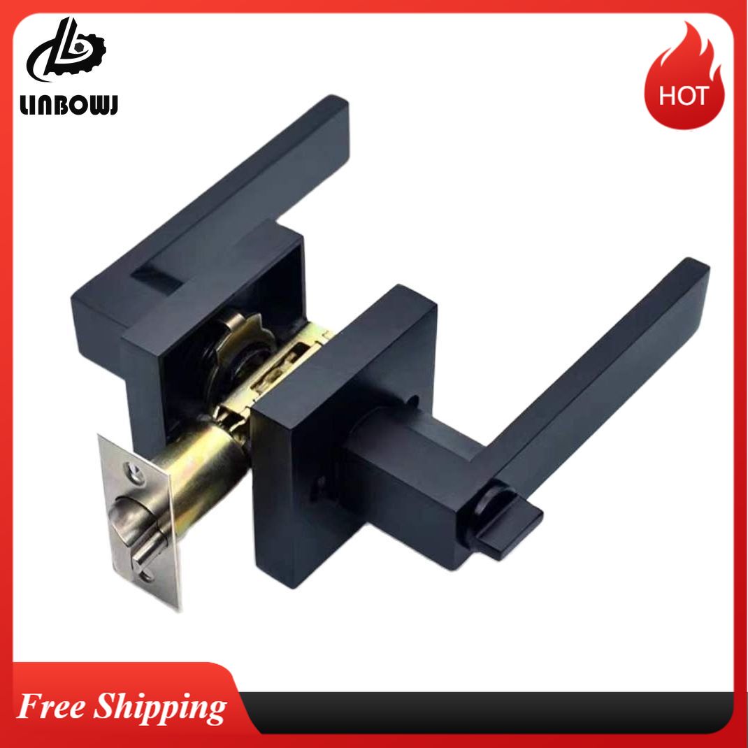 Home Bathroom Lock - Kunci pegangan pintu hitam, saluran persegi