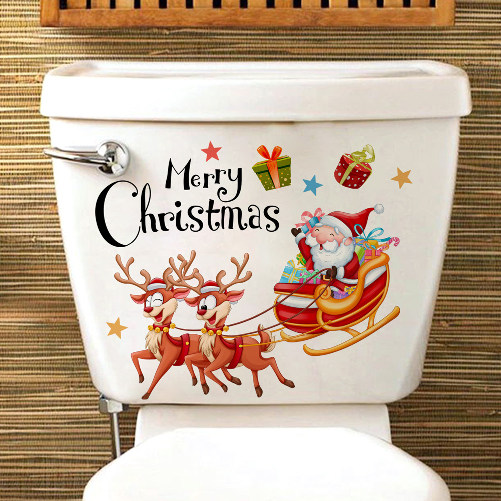 Home Of The Year Bathroom - Stiker dinding kereta rusa Santa Claus
