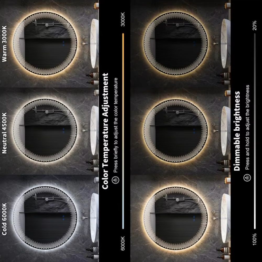 Cermin Kamar Mandi LED Bulat 3 - Bathroom Mirror Led ulasan dan harga