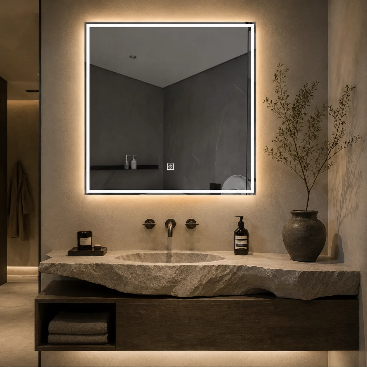 Cermin Kamar Mandi 60 cm denga - Bathroom Mirror Led ulasan dan harga